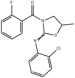 N-(2-chlorophenyl)-N-[3-(2-fluorobenzoyl)-5-methyl-1,3-thiazolidin-2-ylidene]amine 结构式