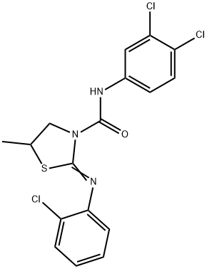 2-[(2-chlorophenyl)imino]-N-(3,4-dichlorophenyl)-5-methyl-1,3-thiazolidine-3-carboxamide 结构式