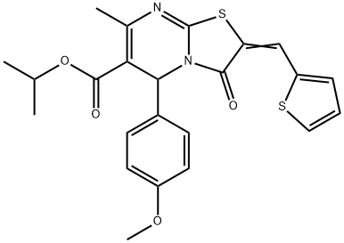 isopropyl 5-(4-methoxyphenyl)-7-methyl-3-oxo-2-(2-thienylmethylene)-2,3-dihydro-5H-[1,3]thiazolo[3,2-a]pyrimidine-6-carboxylate 结构式