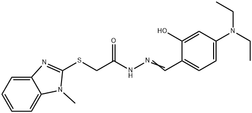 N'-[4-(diethylamino)-2-hydroxybenzylidene]-2-[(1-methyl-1H-benzimidazol-2-yl)sulfanyl]acetohydrazide 结构式