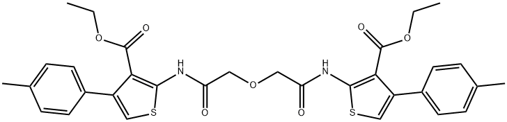 ethyl 2-{[(2-{[3-(ethoxycarbonyl)-4-(4-methylphenyl)-2-thienyl]amino}-2-oxoethoxy)acetyl]amino}-4-(4-methylphenyl)-3-thiophenecarboxylate 结构式