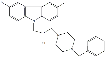 1-(4-benzyl-1-piperazinyl)-3-(3,6-diiodo-9H-carbazol-9-yl)-2-propanol 结构式