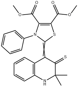 dimethyl 2-(2,2-dimethyl-3-thioxo-2,3-dihydro-4(1H)-quinolinylidene)-3-phenyl-2,3-dihydro-1,3-thiazole-4,5-dicarboxylate 结构式