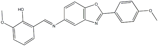 2-methoxy-6-({[2-(4-methoxyphenyl)-1,3-benzoxazol-5-yl]imino}methyl)phenol 结构式