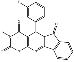 5-(3-fluorophenyl)-1,3-dimethyl-5,5a-dihydro-1H-indeno[2',1':5,6]pyrido[2,3-d]pyrimidine-2,4,6(3H)-trione 结构式