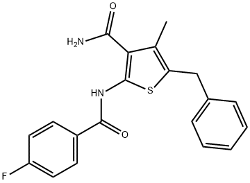 5-benzyl-2-[(4-fluorobenzoyl)amino]-4-methyl-3-thiophenecarboxamide 结构式