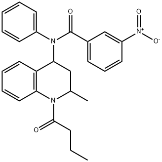 N-(1-butyryl-2-methyl-1,2,3,4-tetrahydro-4-quinolinyl)-3-nitro-N-phenylbenzamide 结构式