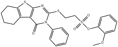 2-methoxyphenyl 2-[(4-oxo-3-phenyl-3,4,5,6,7,8-hexahydro[1]benzothieno[2,3-d]pyrimidin-2-yl)sulfanyl]ethanesulfonate 结构式