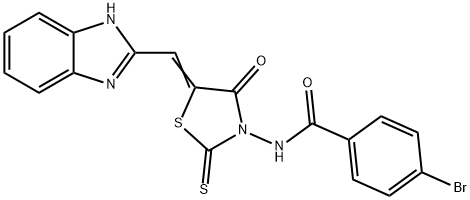 N-[5-(1H-benzimidazol-2-ylmethylene)-4-oxo-2-thioxo-1,3-thiazolidin-3-yl]-4-bromobenzamide 结构式