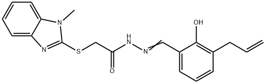 N'-(3-allyl-2-hydroxybenzylidene)-2-[(1-methyl-1H-benzimidazol-2-yl)sulfanyl]acetohydrazide 结构式