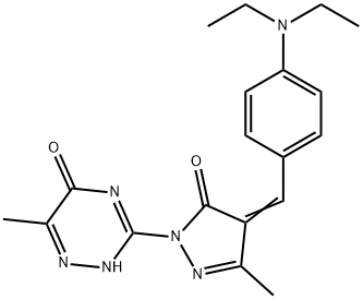 3-{4-[4-(diethylamino)benzylidene]-3-methyl-5-oxo-4,5-dihydro-1H-pyrazol-1-yl}-6-methyl-1,2,4-triazin-5(4H)-one 结构式