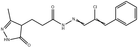 N'-(2-chloro-3-phenyl-2-propenylidene)-3-(3-methyl-5-oxo-4,5-dihydro-1H-pyrazol-4-yl)propanohydrazide 结构式