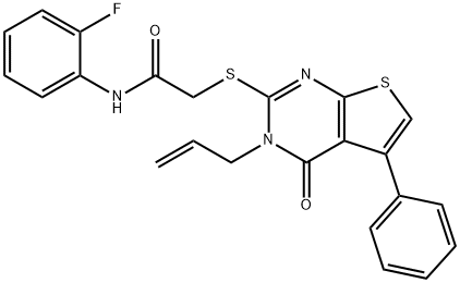 2-[(3-allyl-4-oxo-5-phenyl-3,4-dihydrothieno[2,3-d]pyrimidin-2-yl)sulfanyl]-N-(2-fluorophenyl)acetamide 结构式