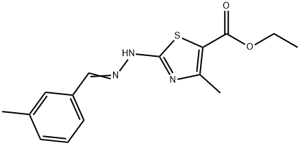 ethyl 4-methyl-2-[2-(3-methylbenzylidene)hydrazino]-1,3-thiazole-5-carboxylate 结构式