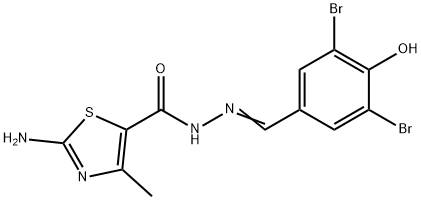 2-amino-N'-(3,5-dibromo-4-hydroxybenzylidene)-4-methyl-1,3-thiazole-5-carbohydrazide 结构式