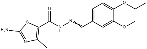 2-amino-N'-(4-ethoxy-3-methoxybenzylidene)-4-methyl-1,3-thiazole-5-carbohydrazide 结构式