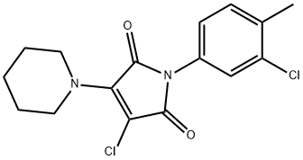 3-chloro-1-(3-chloro-4-methylphenyl)-4-(1-piperidinyl)-1H-pyrrole-2,5-dione 结构式