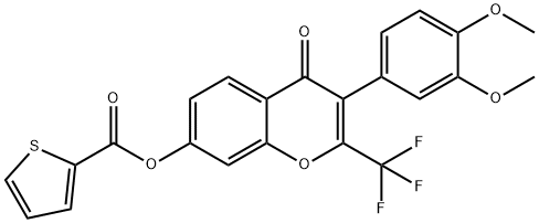 3-(3,4-dimethoxyphenyl)-4-oxo-2-(trifluoromethyl)-4H-chromen-7-yl 2-thiophenecarboxylate 结构式