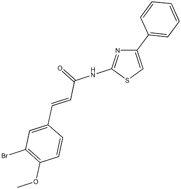 3-(3-bromo-4-methoxyphenyl)-N-(4-phenyl-1,3-thiazol-2-yl)acrylamide 结构式