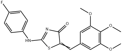 2-(4-fluoroanilino)-5-(3,4,5-trimethoxybenzylidene)-1,3-thiazol-4(5H)-one 结构式