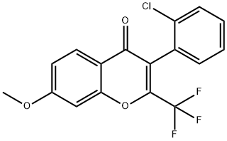 3-(2-chlorophenyl)-7-methoxy-2-(trifluoromethyl)-4H-chromen-4-one 结构式