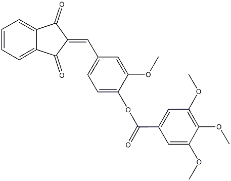 4-[(1,3-dioxo-1,3-dihydro-2H-inden-2-ylidene)methyl]-2-methoxyphenyl 3,4,5-trimethoxybenzoate 结构式