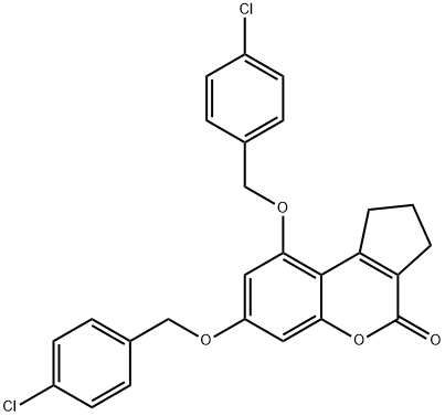 7,9-bis[(4-chlorobenzyl)oxy]-2,3-dihydrocyclopenta[c]chromen-4(1H)-one 结构式