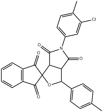 5-(3-chloro-4-methylphenyl)-1-(4-methylphenyl)-3a,6a-dihydrosprio[1H-furo[3,4-c]pyrrole-3,2'-(1'H)-indene]-1',3',4,6(2'H,3H,5H)-tetrone 结构式