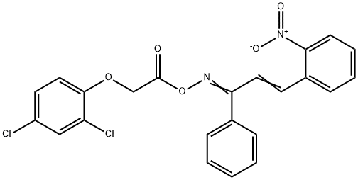 3-{2-nitrophenyl}-1-phenyl-2-propen-1-one O-[2-(2,4-dichlorophenoxy)acetyl]oxime 结构式