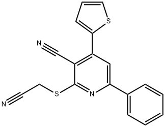 2-[(cyanomethyl)sulfanyl]-6-phenyl-4-(2-thienyl)nicotinonitrile 结构式