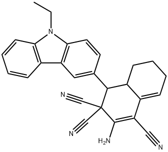 2-amino-4-(9-ethyl-9H-carbazol-3-yl)-4a,5,6,7-tetrahydronaphthalene-1,3,3(4H)-tricarbonitrile 结构式