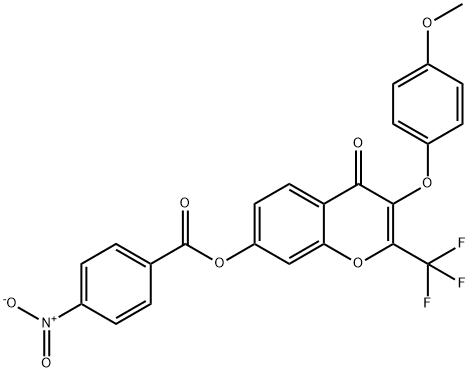 3-(4-methoxyphenoxy)-4-oxo-2-(trifluoromethyl)-4H-chromen-7-yl 4-nitrobenzoate 结构式