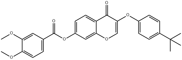 3-(4-tert-butylphenoxy)-4-oxo-4H-chromen-7-yl 3,4-dimethoxybenzoate 结构式