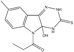 4a-hydroxy-8-methyl-5-propionyl-2,4,4a,5-tetrahydro-3H-[1,2,4]triazino[5,6-b]indole-3-thione 结构式