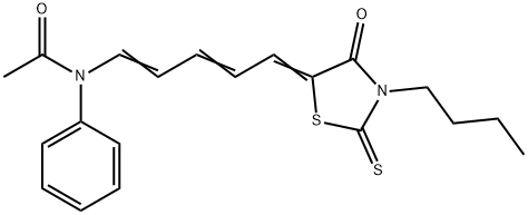 N-[5-(3-butyl-4-oxo-2-thioxo-1,3-thiazolidin-5-ylidene)-1,3-pentadienyl]-N-phenylacetamide 结构式