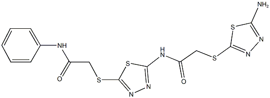 2-[(5-amino-1,3,4-thiadiazol-2-yl)sulfanyl]-N-{5-[(2-anilino-2-oxoethyl)sulfanyl]-1,3,4-thiadiazol-2-yl}acetamide 结构式