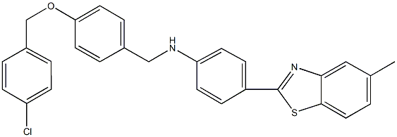 N-{4-[(4-chlorobenzyl)oxy]benzyl}-4-(5-methyl-1,3-benzothiazol-2-yl)aniline 结构式