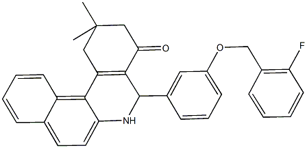 5-{3-[(2-fluorobenzyl)oxy]phenyl}-2,2-dimethyl-2,3,5,6-tetrahydrobenzo[a]phenanthridin-4(1H)-one 结构式