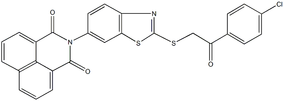 2-(2-{[2-(4-chlorophenyl)-2-oxoethyl]sulfanyl}-1,3-benzothiazol-6-yl)-1H-benzo[de]isoquinoline-1,3(2H)-dione 结构式