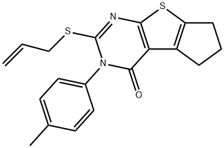 2-(allylsulfanyl)-3-(4-methylphenyl)-3,5,6,7-tetrahydro-4H-cyclopenta[4,5]thieno[2,3-d]pyrimidin-4-one 结构式