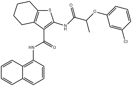 2-{[2-(3-chlorophenoxy)propanoyl]amino}-N-(1-naphthyl)-4,5,6,7-tetrahydro-1-benzothiophene-3-carboxamide 结构式