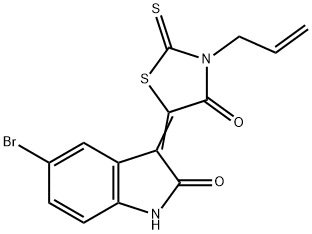 3-(3-allyl-4-oxo-2-thioxo-1,3-thiazolidin-5-ylidene)-5-bromo-1,3-dihydro-2H-indol-2-one 结构式