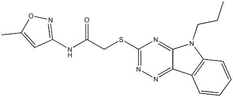 N-(5-methyl-3-isoxazolyl)-2-[(5-propyl-5H-[1,2,4]triazino[5,6-b]indol-3-yl)sulfanyl]acetamide 结构式