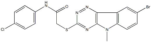 2-[(8-bromo-5-methyl-5H-[1,2,4]triazino[5,6-b]indol-3-yl)sulfanyl]-N-(4-chlorophenyl)acetamide 结构式