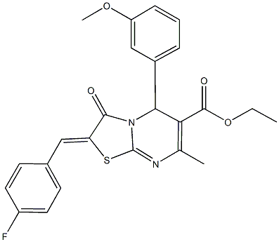 ethyl 2-(4-fluorobenzylidene)-5-(3-methoxyphenyl)-7-methyl-3-oxo-2,3-dihydro-5H-[1,3]thiazolo[3,2-a]pyrimidine-6-carboxylate 结构式