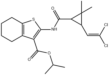 isopropyl 2-({[3-(2,2-dichlorovinyl)-2,2-dimethylcyclopropyl]carbonyl}amino)-4,5,6,7-tetrahydro-1-benzothiophene-3-carboxylate 结构式