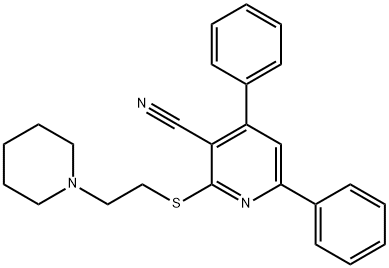 4,6-diphenyl-2-{[2-(1-piperidinyl)ethyl]sulfanyl}nicotinonitrile 结构式