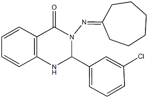 2-(3-chlorophenyl)-3-(cycloheptylideneamino)-2,3-dihydro-4(1H)-quinazolinone 结构式