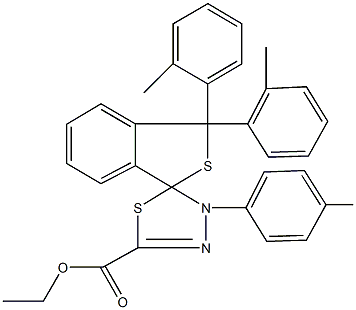 ethyl 1,1-bis(2-methylphenyl)-4'-(4-methylphenyl)-1,3,4',5'-tetrahydrospiro(2-benzothiophene-3,5'-[1,3,4]-thiadiazole)-2'-carboxylate 结构式