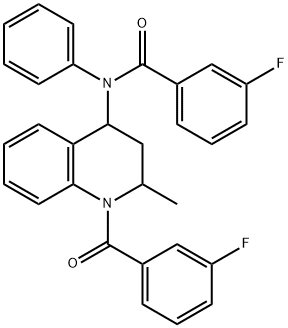 3-fluoro-N-[1-(3-fluorobenzoyl)-2-methyl-1,2,3,4-tetrahydro-4-quinolinyl]-N-phenylbenzamide 结构式